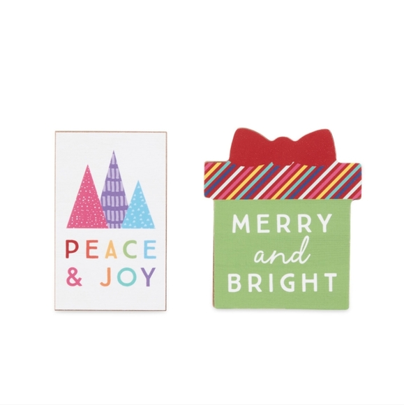 Holiday Time Multi Color 5pc Decor Set Sign and Plaques NWT sealed - Picture 4 of 5